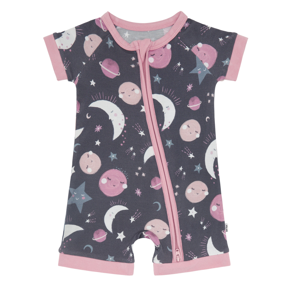 Flat lay image of a Pink to The Moon and Back Shorty Zippy