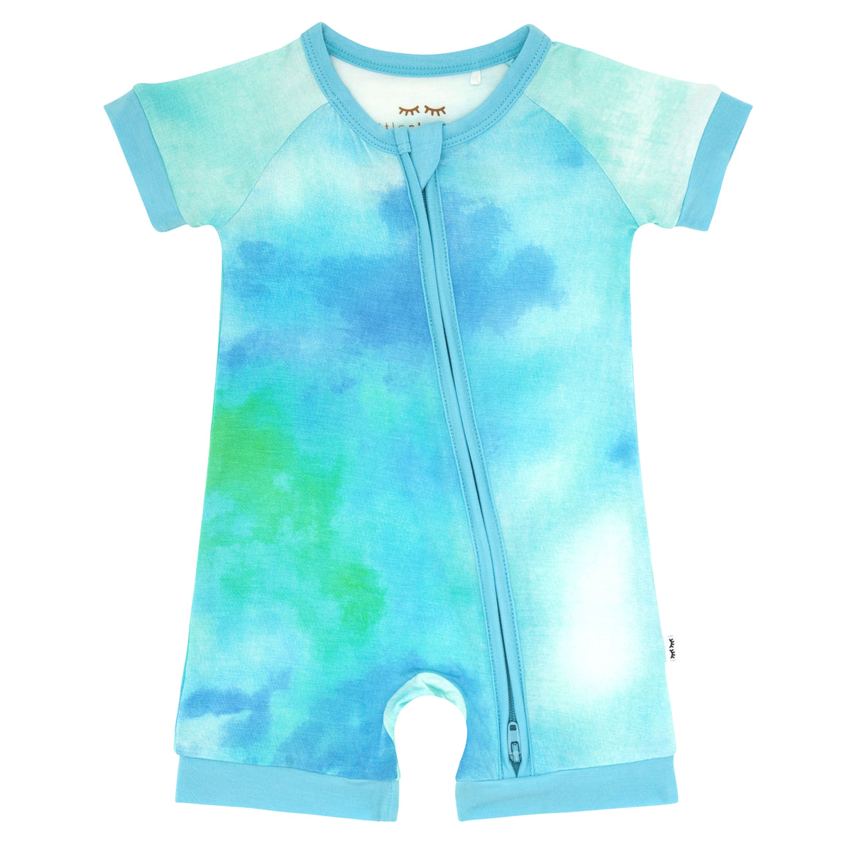 Flat lay image of a Tidepool Watercolor shorty zippy