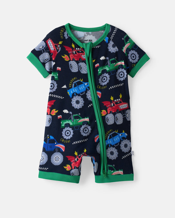 Flat lay of the Monster Truck Madness Shorty Zippy