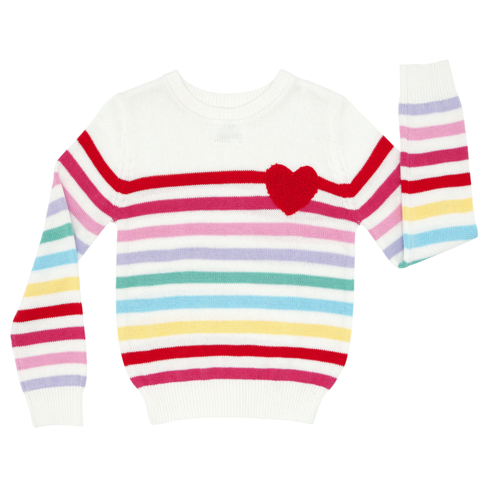 Click to see full screen - Flat lay image of a Multi Stripes knit sweater