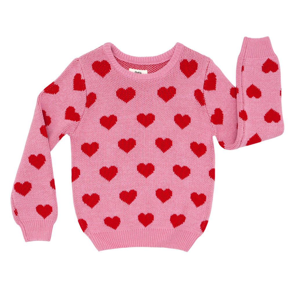 Click to see full screen - Flat lay image of a Hearts knit sweater