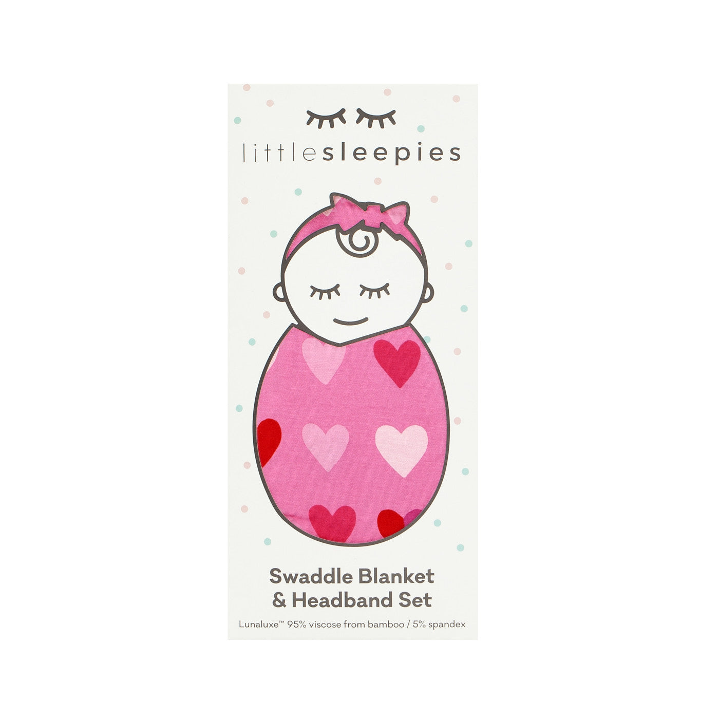 Pink XOXO swaddle and luxe bow set in Little Sleepies peek a boo packaging