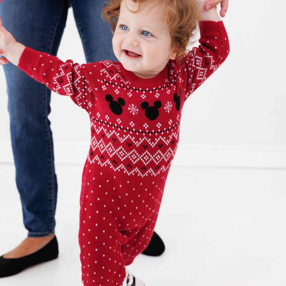 Image of a child wearing a Vintage Mickey Fair Isle Sweater Romper