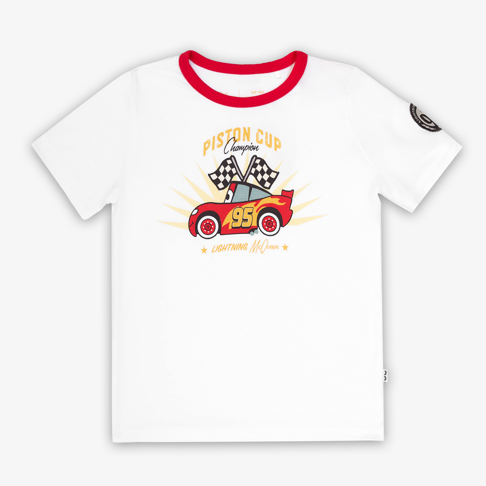 Flat lay image of the Disney Pixar Lightning McQueen Graphic Tee