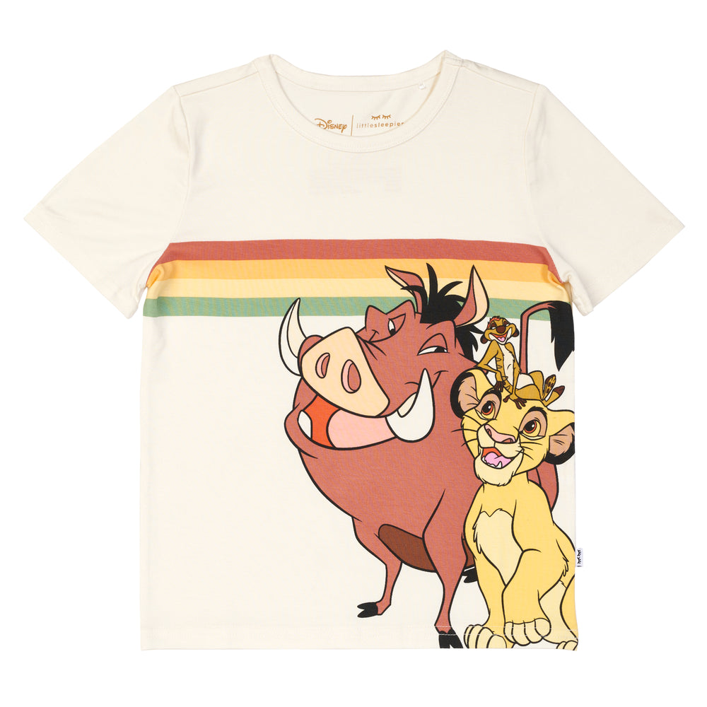 Flat lay image of a Lion King graphic tee