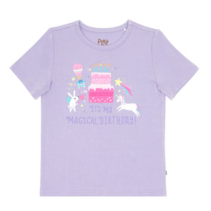 Flat lay image of a Magical Birthday Light Lavender graphic tee