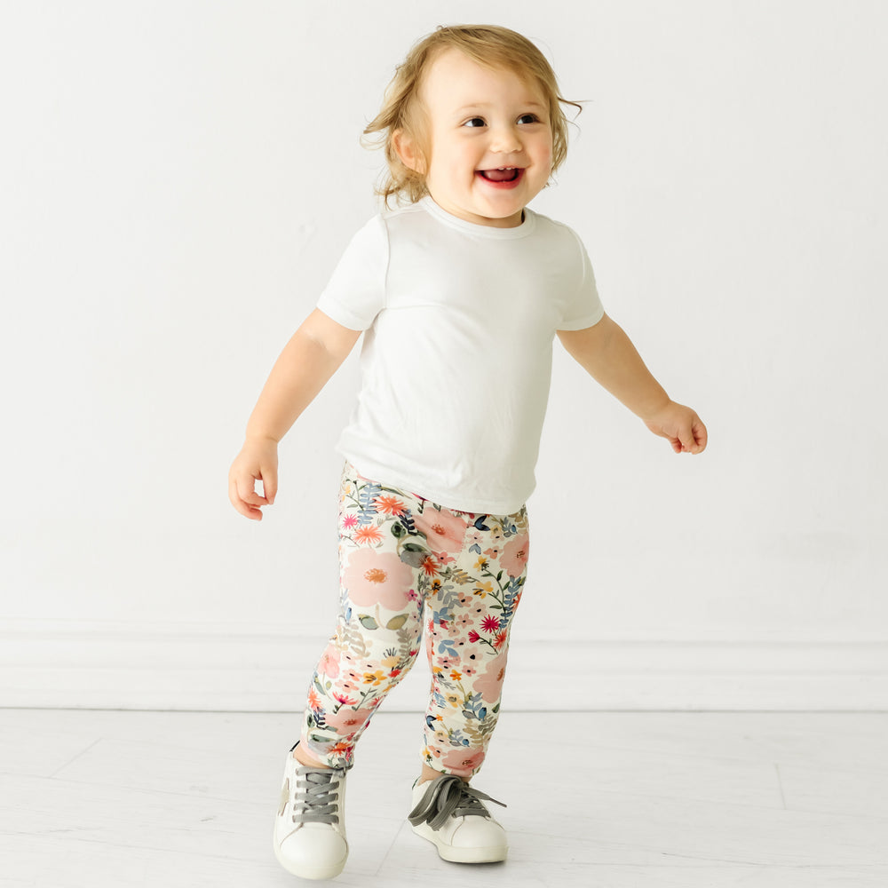 Alternate image of a child wearing Mauve Meadow leggings and coordinating Play bodysuit