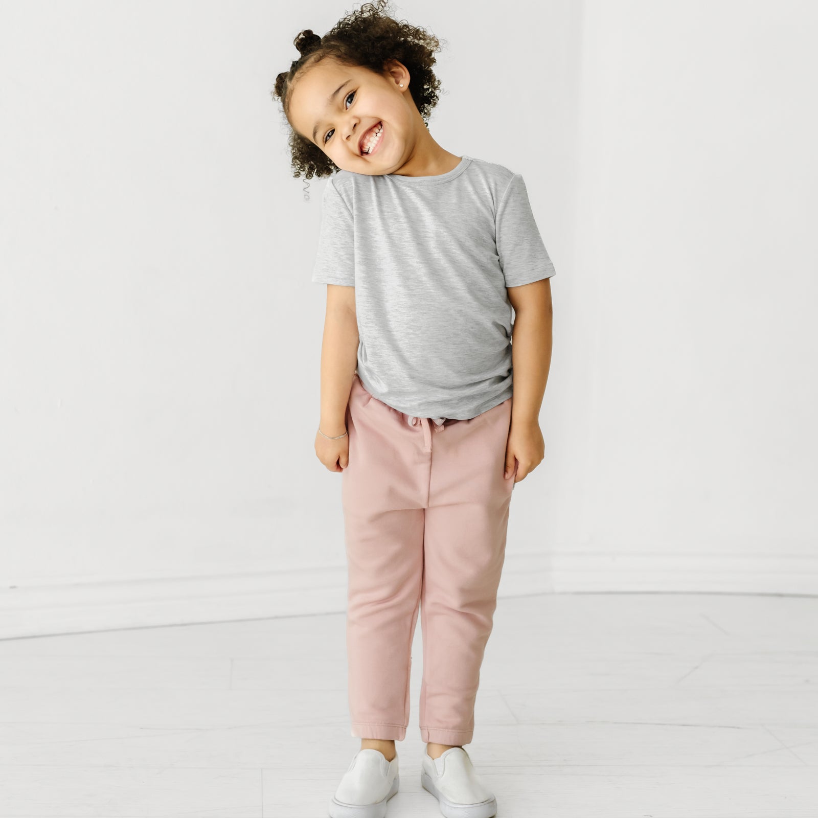 Alternate image of a child wearing Mauve Blush paperbag joggers and coordinating Play top