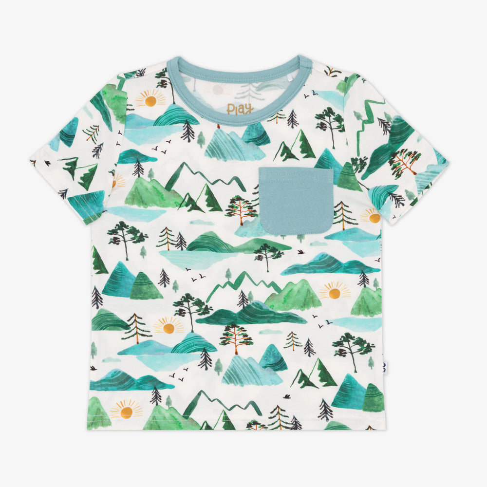 Flat lay image of a Mountain Mist Pocket Tee