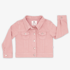 Flat lay image of the Mauve Blush Denim Trucker Jacket