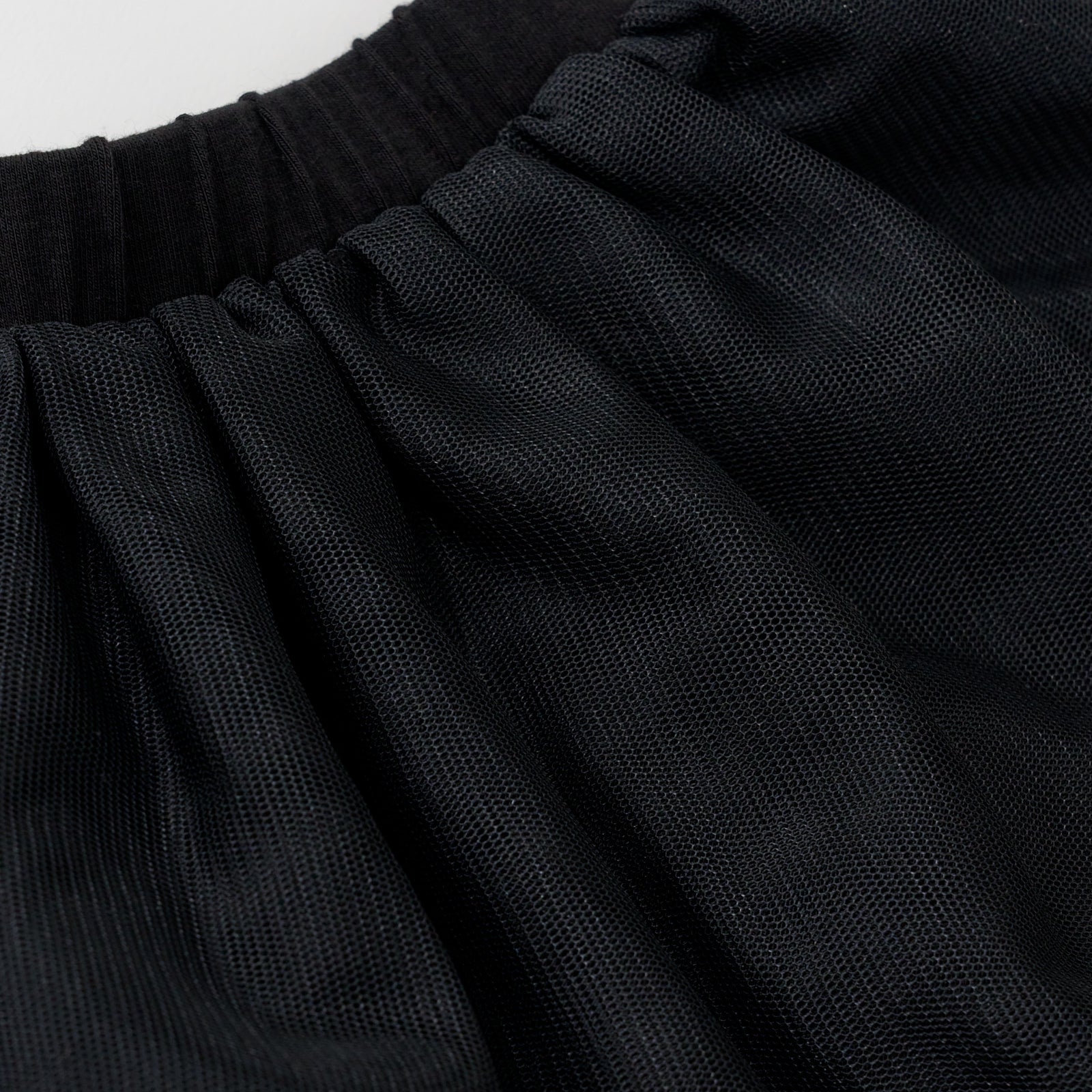 Close up flat lay image of the waist band detail on the Black Tutu Skirt