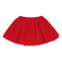 Flat lay image of a Candy Red tutu skirt