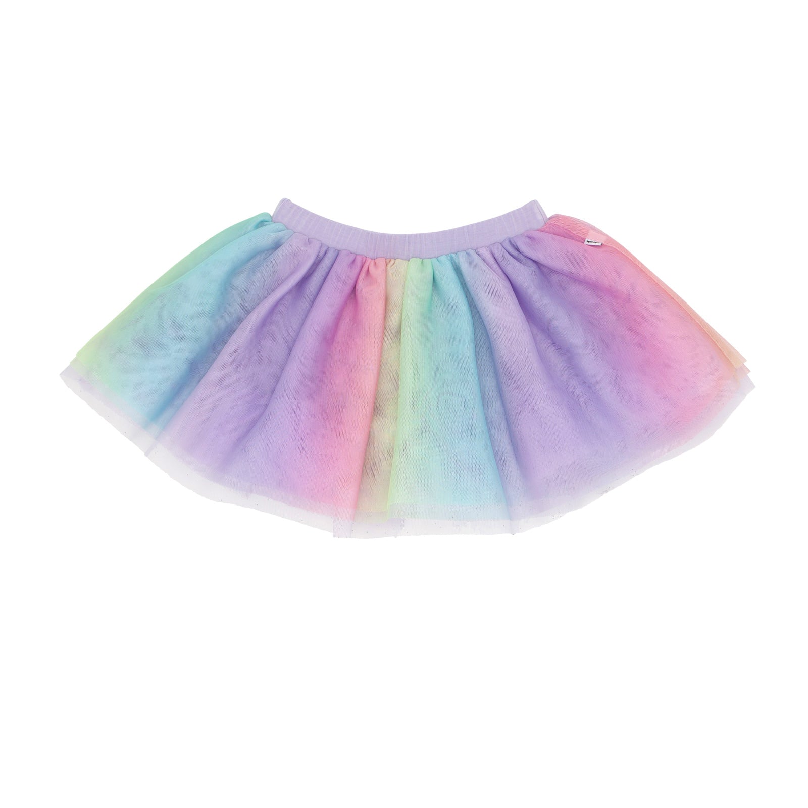 Flat lay image of a Rainbow graphic tutu skirt