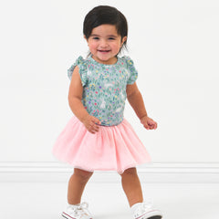 Child wearing a Pink Blossom tutu skort and coordinating top