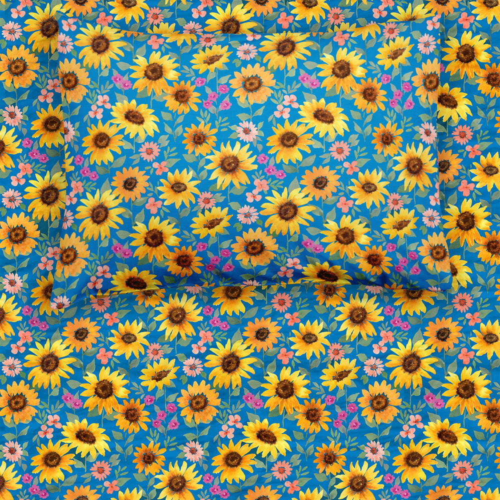 Top view image of the Sunflower Fields Twin Sheet Set