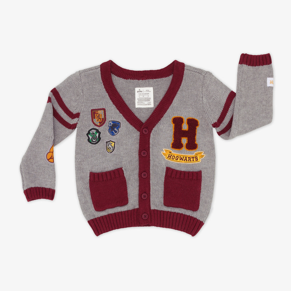 Flat lay image of a Harry Potter Varsity Cardigan