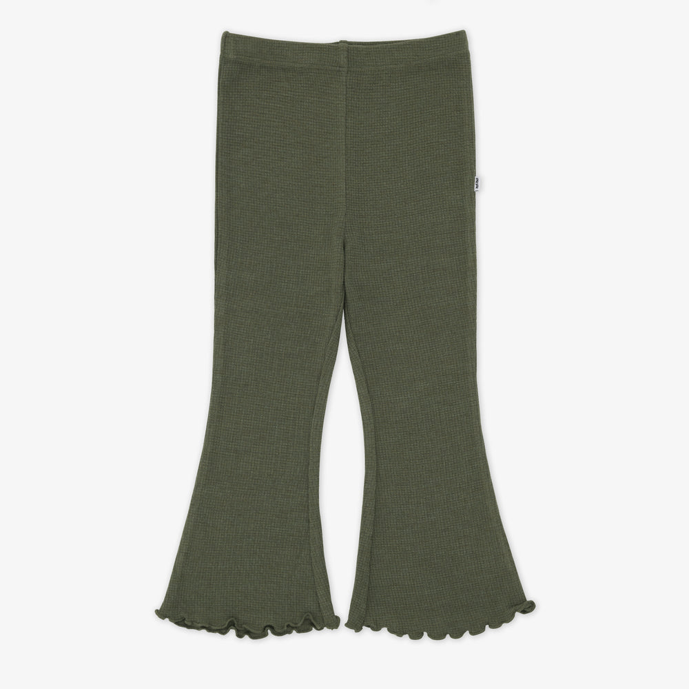 Flat lay image of an Olive Waffle Flare Pant