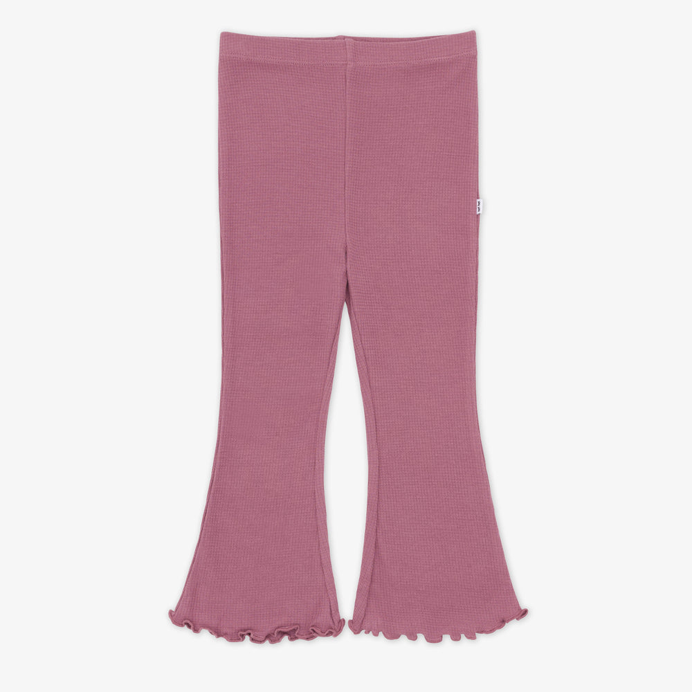 Flat lay image of a Dusty Plum Waffle Flare Pant