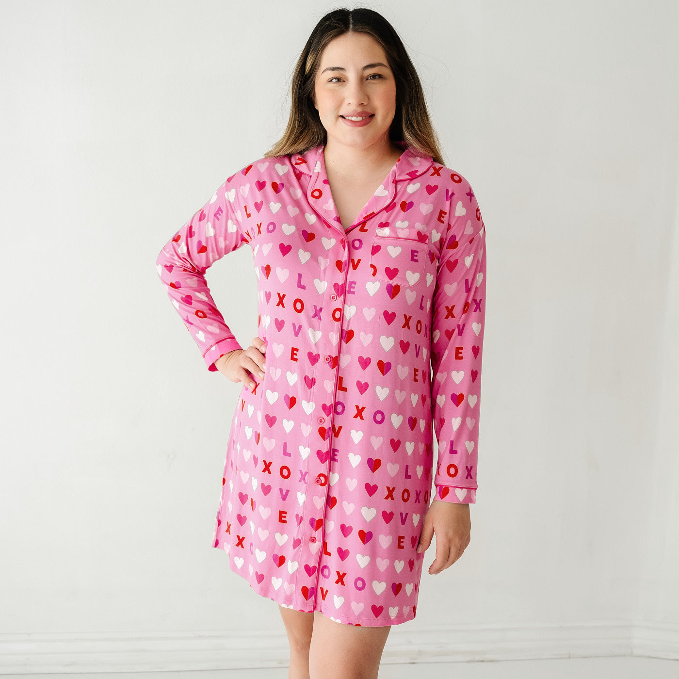 Alternate image of a woman wearing a Pink XOXO women's sleep shirt