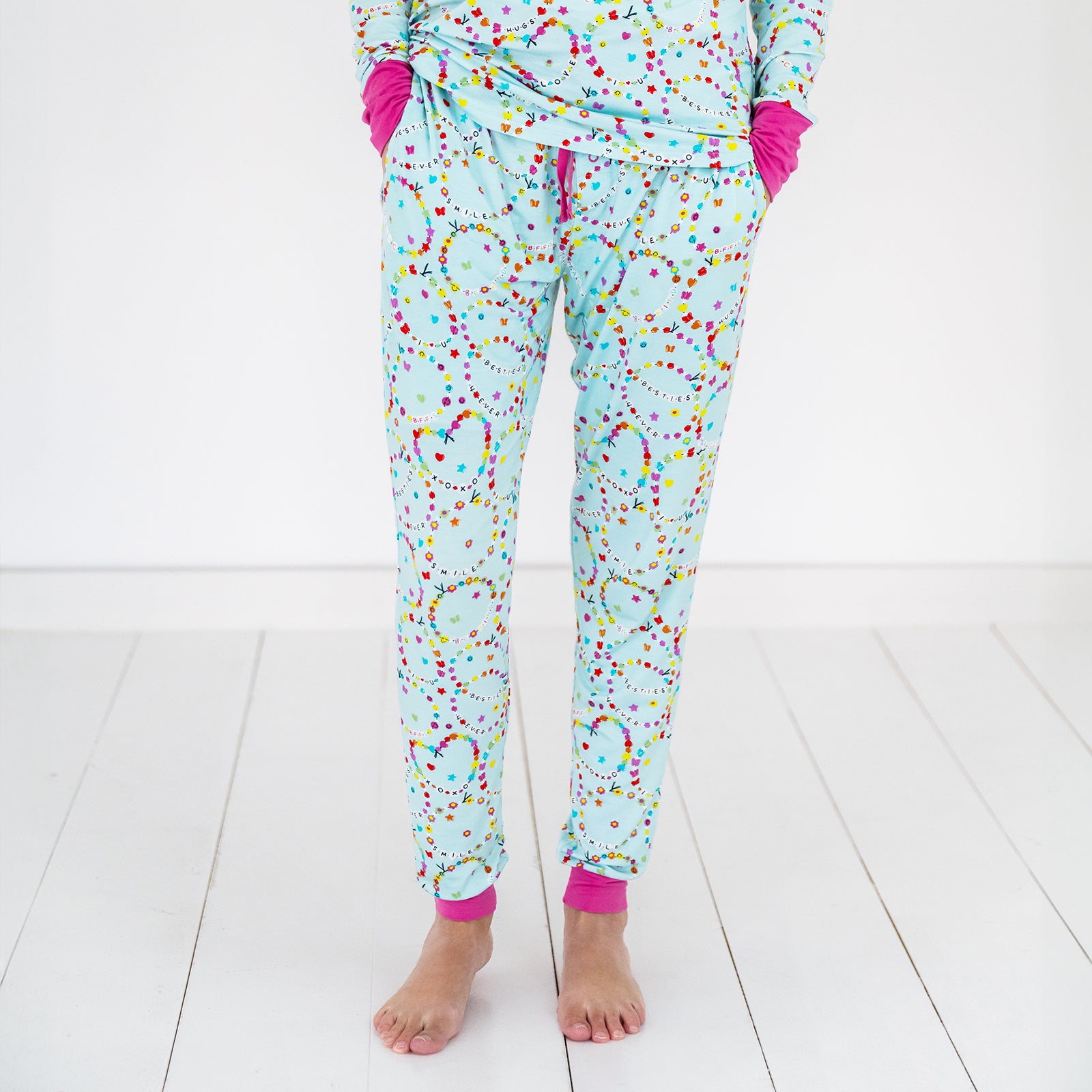 Image of the front view of the women's Friends Forever pj pants