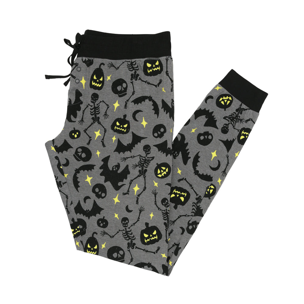 Flat lay image of the Gray Glowing Ghouls Women's Pajama Pants