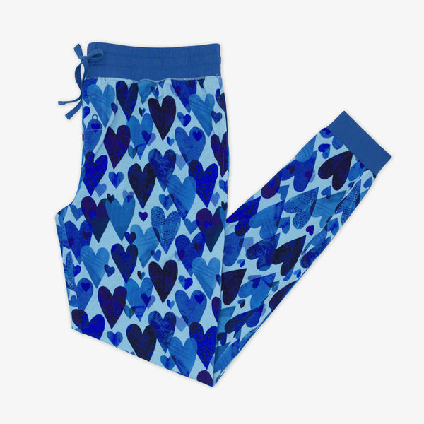 Flat lay of Women's Blue Hearts & Crafts pajama pants.