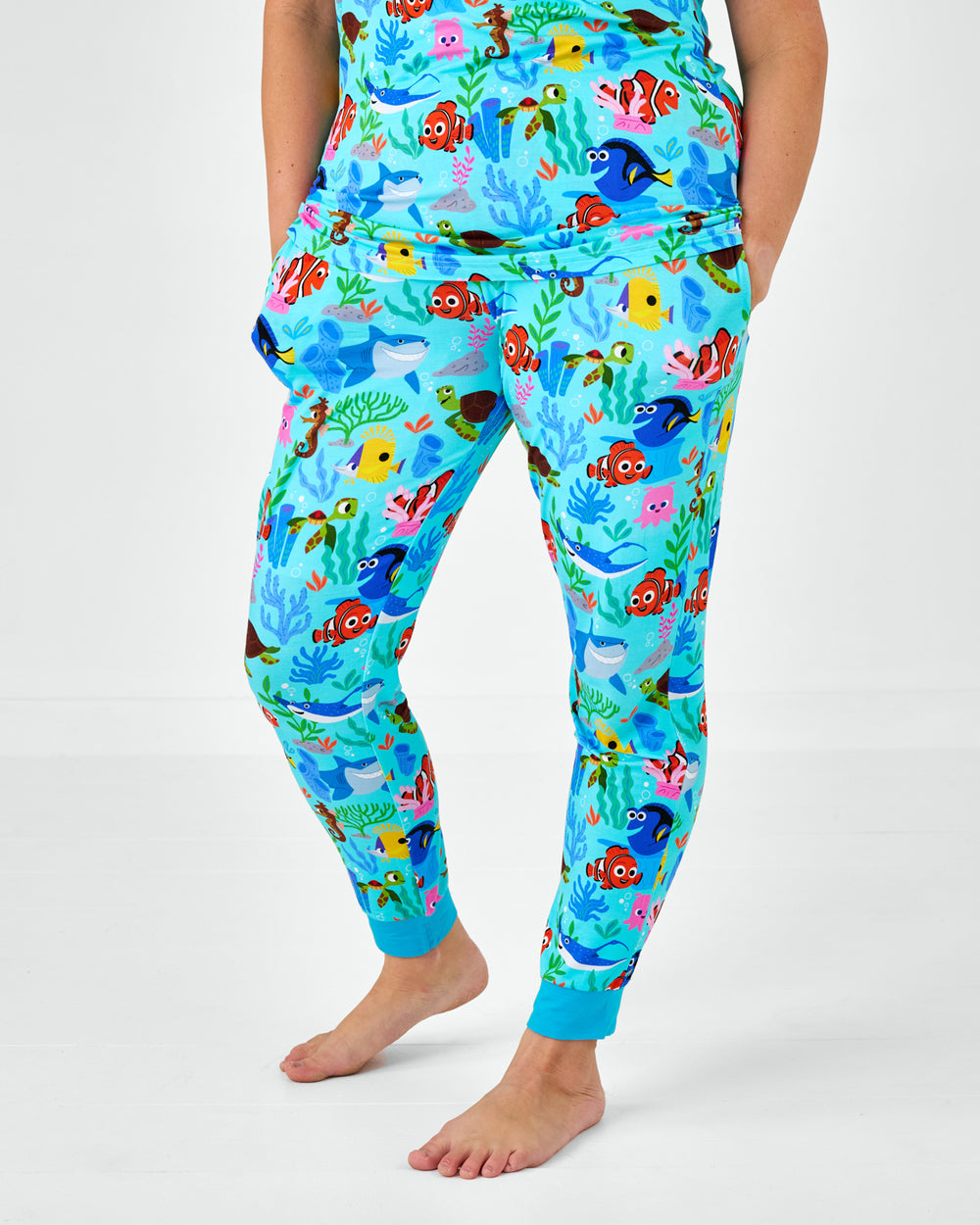 Front view of the Disney Nemo's Reef Women's Pajama Pants
