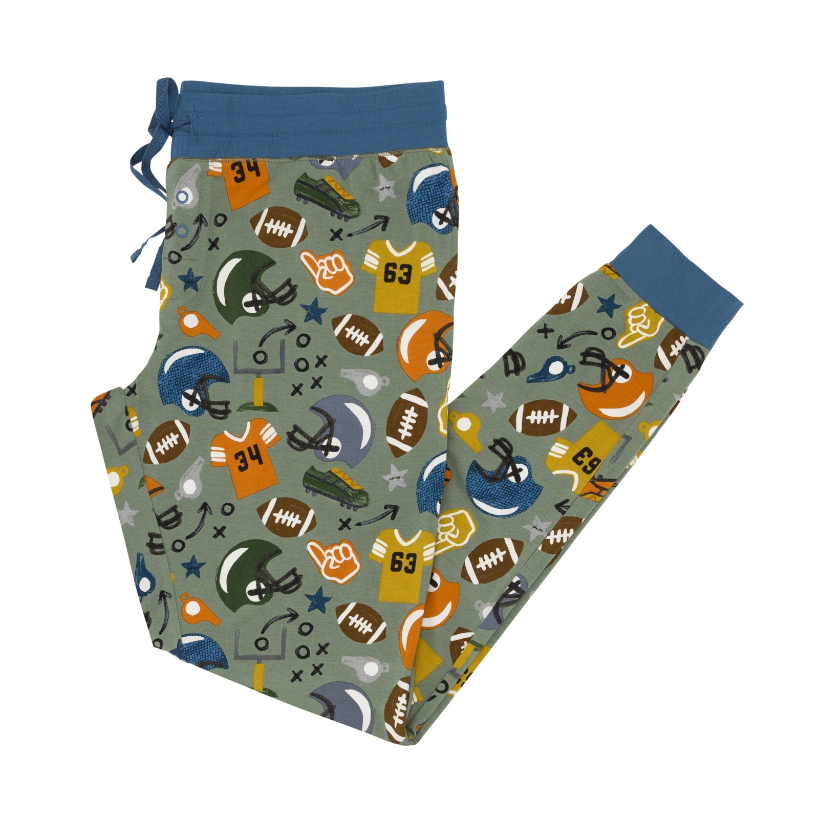 Flat lay image of the touchdown-time-womens-pajama-pants