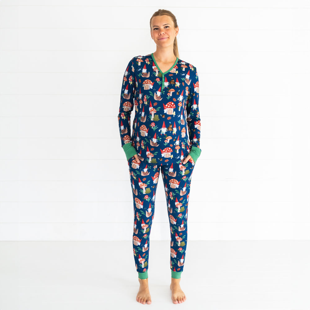 Female model is wearing the Forest Gnomes Women's Pajama Pant and Top