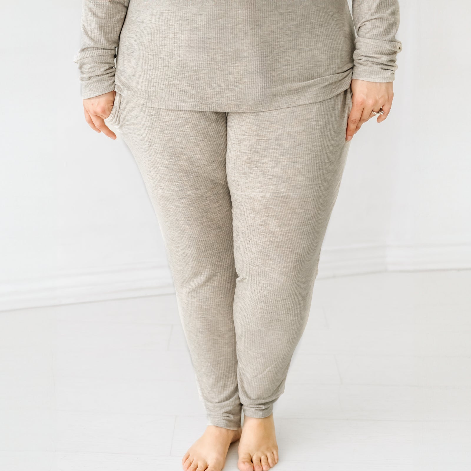 Heather Stone Ribbed Women's Pajama Pants - Little Sleepies