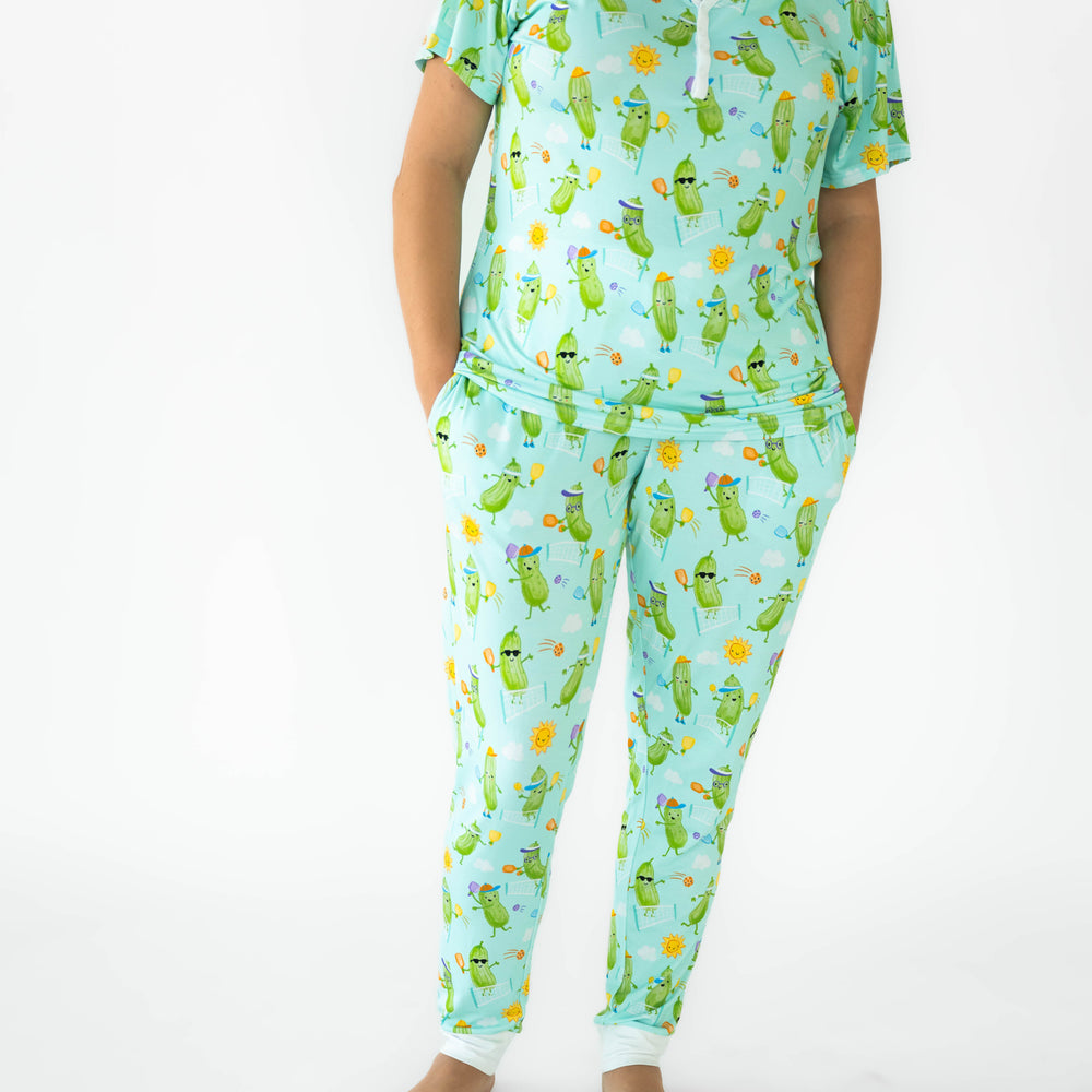 Image of both the Pickle Power Women's Pajama Pants and Pickle Power Women's Short-sleeve Pajama Top