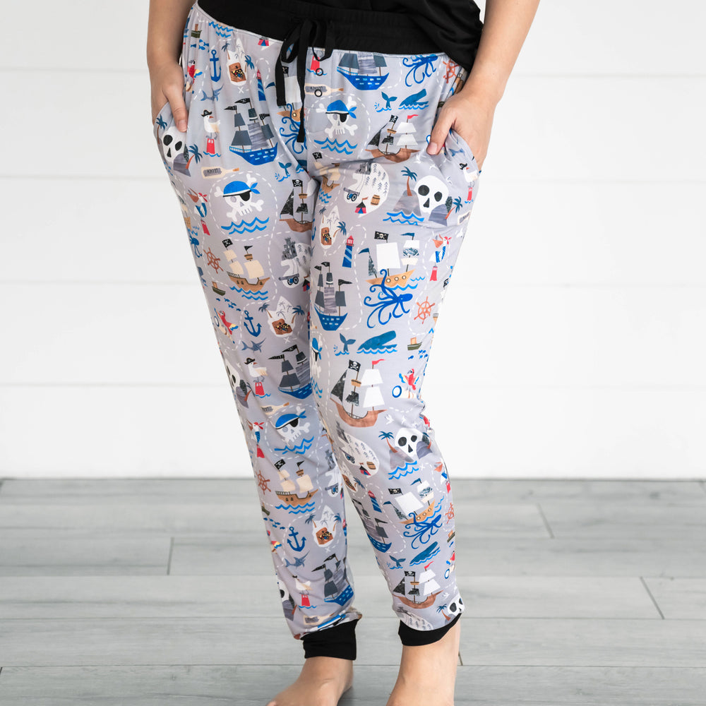 Close up image of the Pirate's Map Women's Pajama Pants