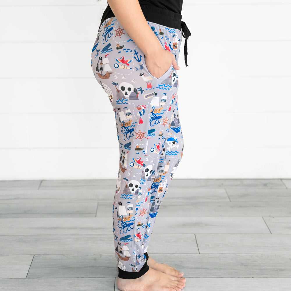 Side view image of the Pirate's Map Women's Pajama Pants