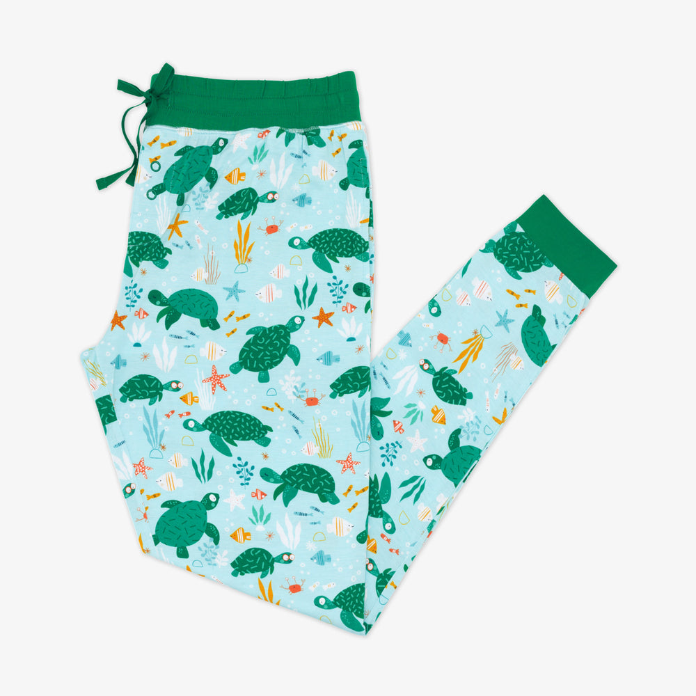 Flat lay image of women's Sea Turtle Friends pj pants