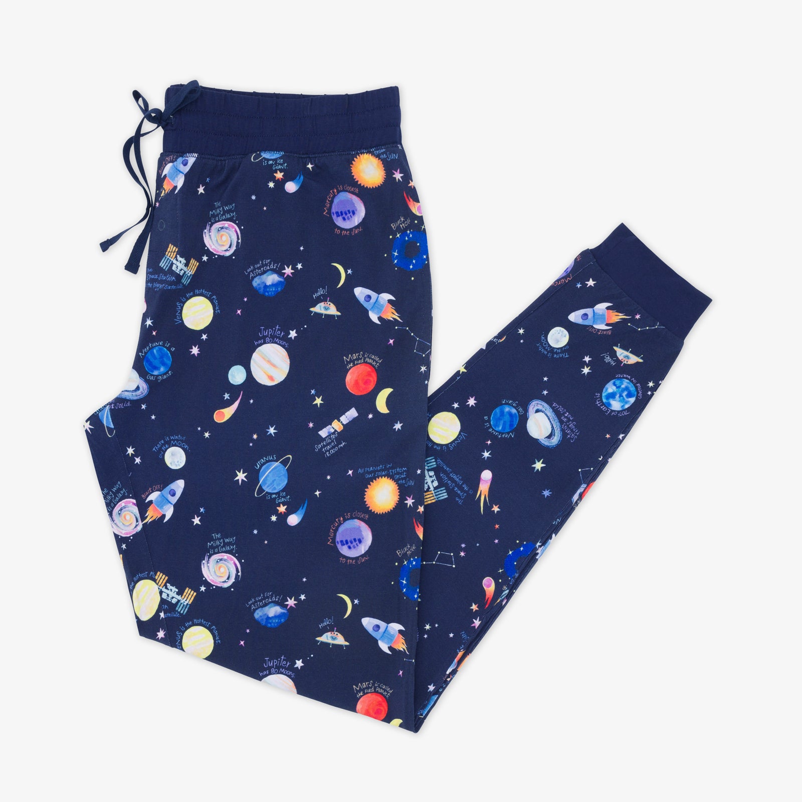 Flat lay image of a pair of Through My Telescope women's pj pants