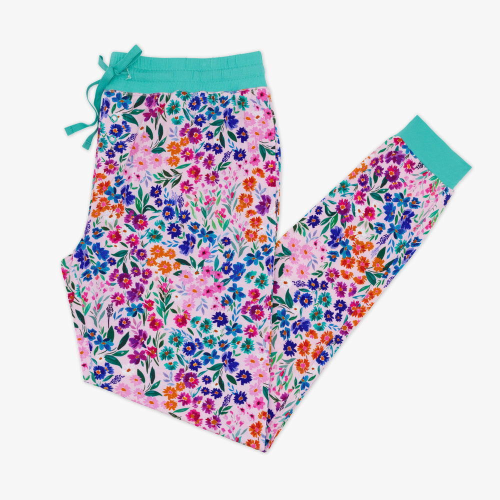 Flat lay image of women's Sweet Pea Floral pj pants