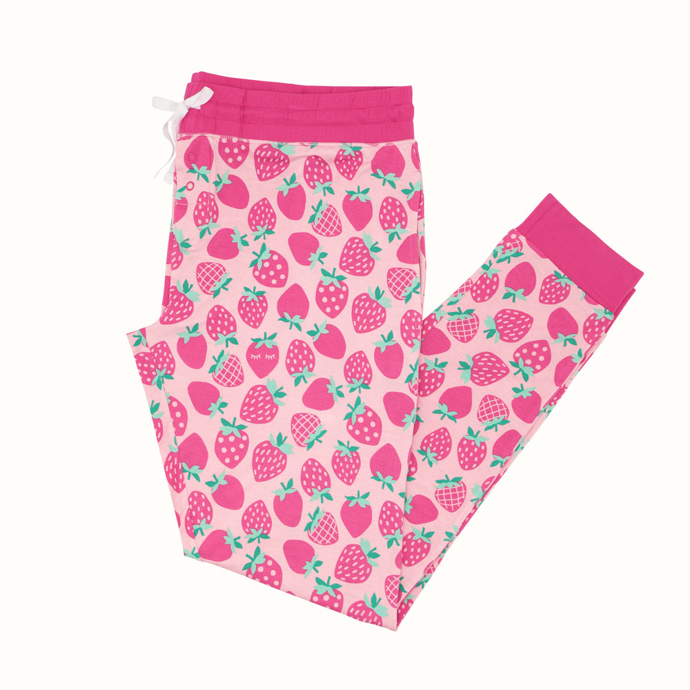 Flat lay image of the Sweet Strawberries Women's Pajama Pants
