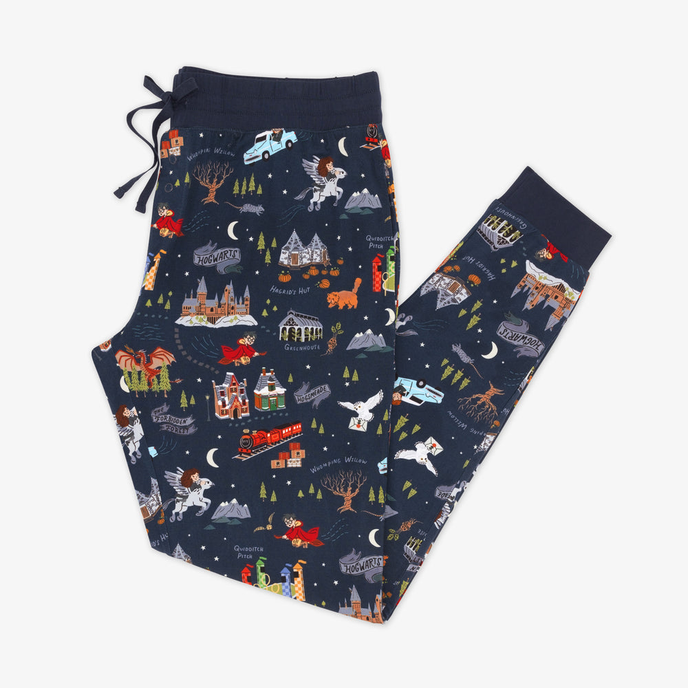 Flat lay image of An Evening at Hogwarts pair of women's pajama pants