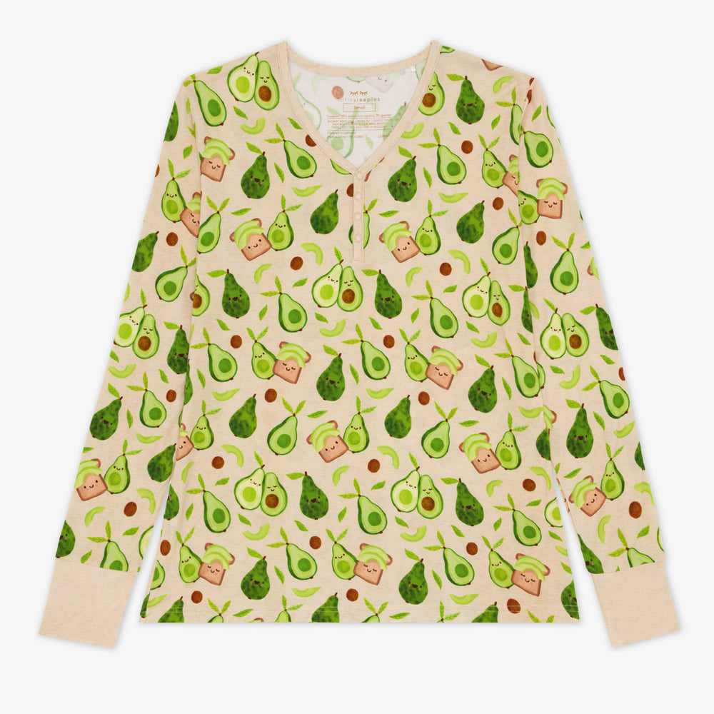 Flat lay image of a woman's Avocado Toast pj top