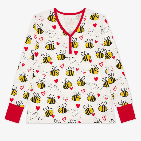 Flat lay image of a women's Bee MIne pj top