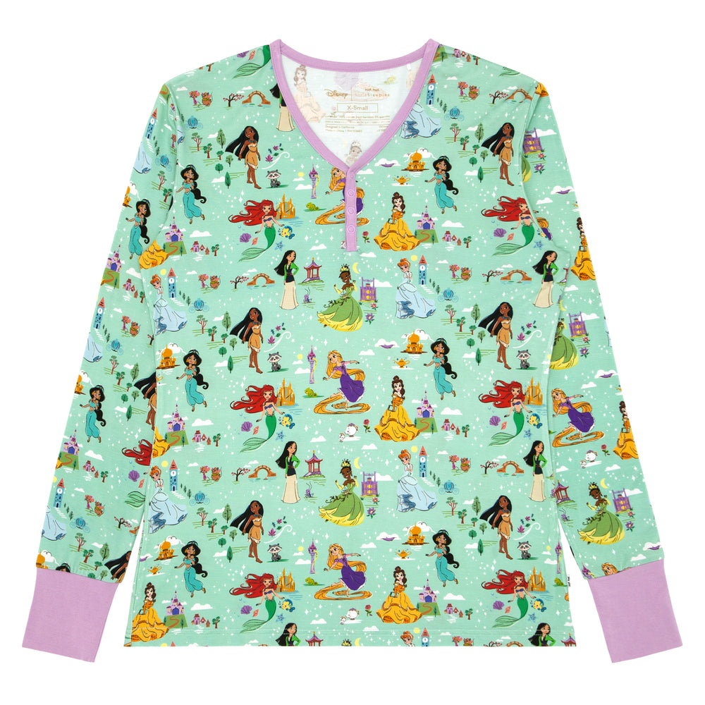 Flat lay image of a Disney Princess Dreams women's pajama top