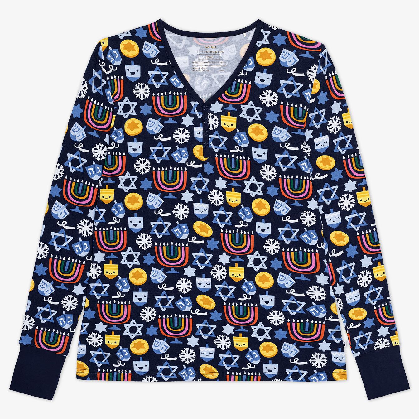 Flat lay image of a Playful Dreidels Women's Pajama Top