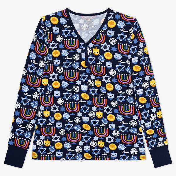 Flat lay image of a Playful Dreidels Women's Pajama Top