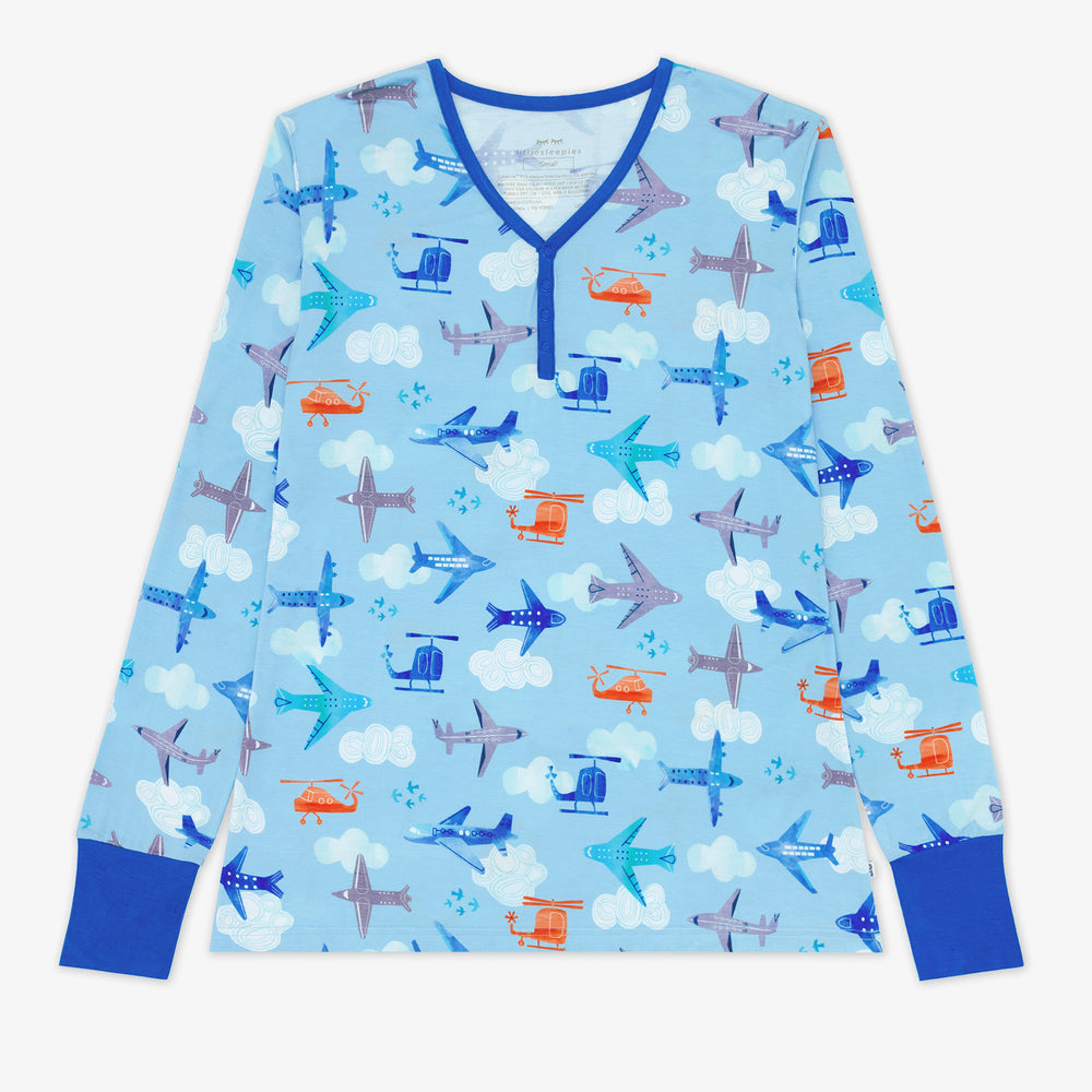 Flat lay image of women's Let's Fly pj top