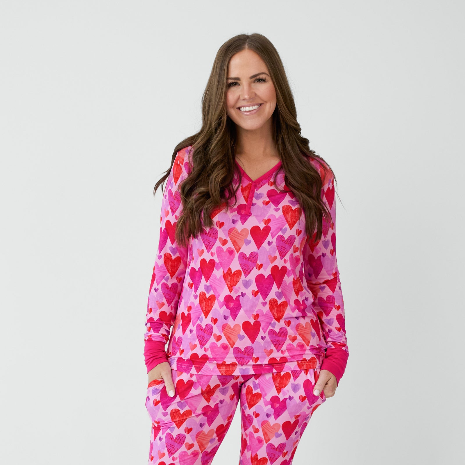 Pink Hearts & Crafts Women's Pajama Top