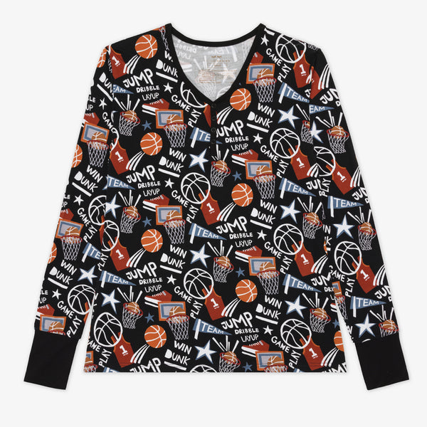 Flay lay of the Black Slam Dunk womens pajama top