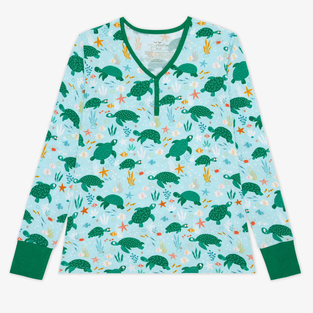 Flat lay image of a woman's Sea Turtle Friends pj top