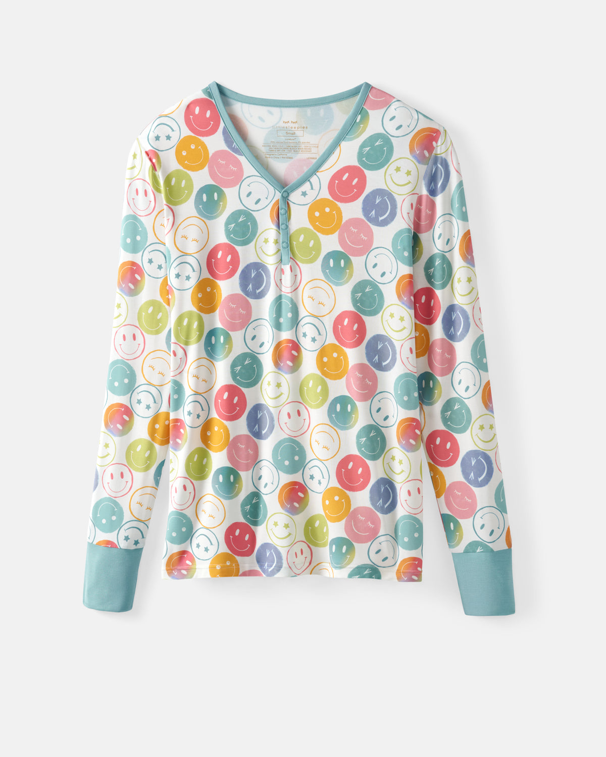 Flat lay of the Positive Vibes Women's Long Sleeve Pajama Top