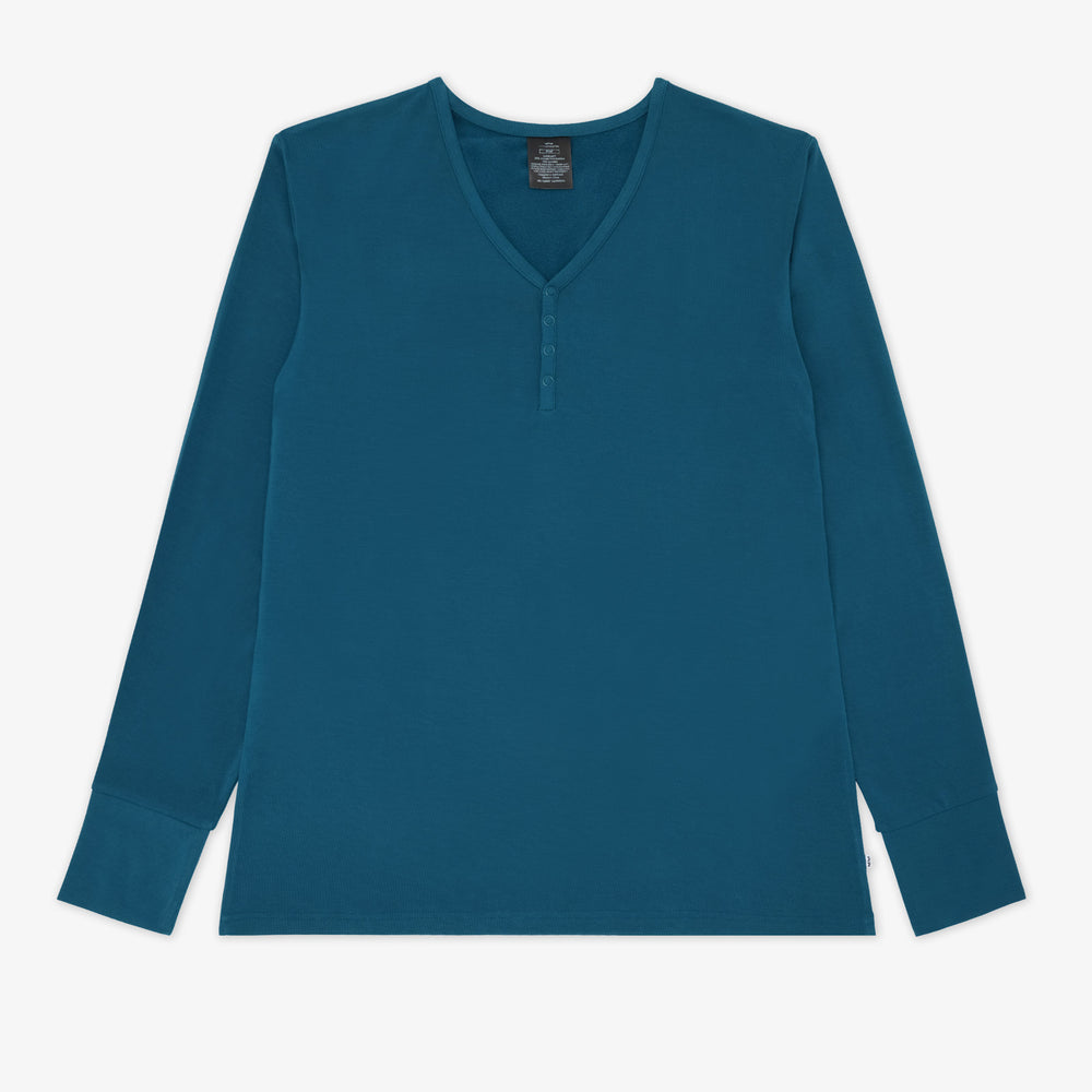 Flat lay image of a women's Cozy Twilight Teal pj top