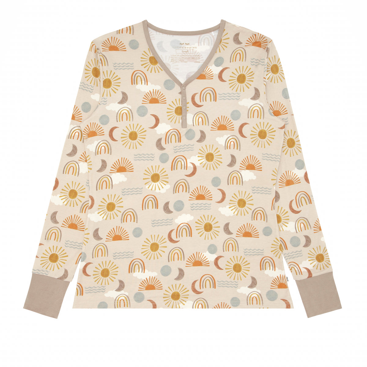 Flat lay image of a Desert Sunrise women's pajama top